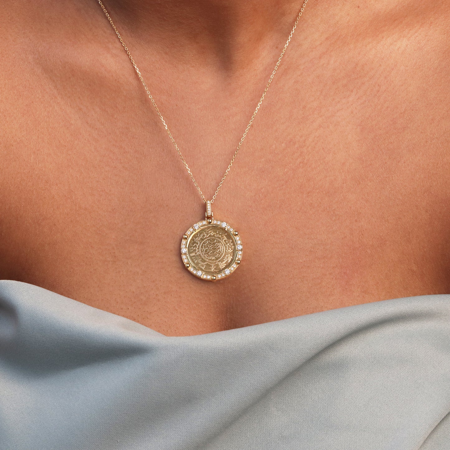1/2 Beaded Saudi Gold 'Jeneh' Diamond Necklace