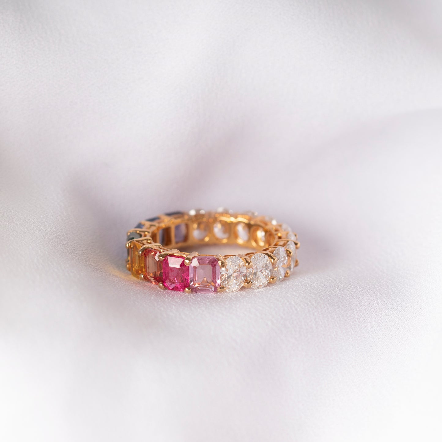 custom diamond and sapphire eternity ring