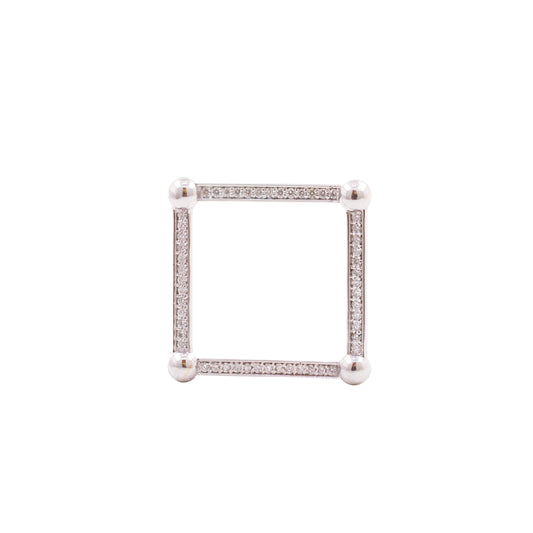 White Gold Square Ring with Diamonds